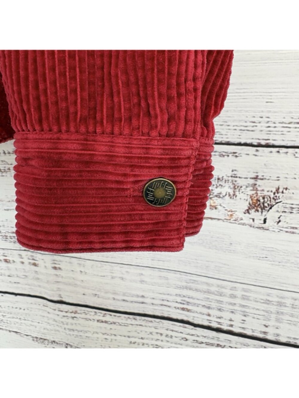J.Jill Red Corduroy Velvet Trim Button Front Long Sleeve Jacket - Picture 6 of 14